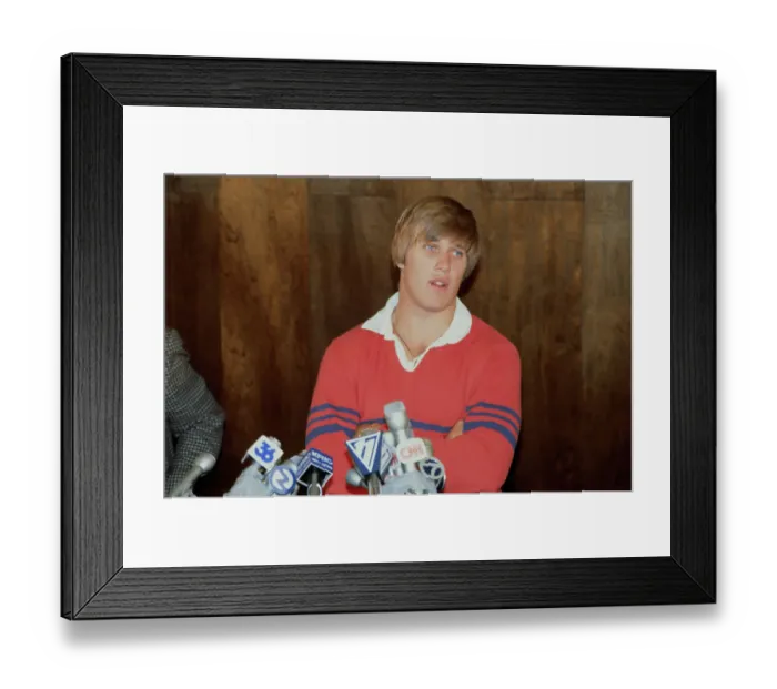 Framed Print : John Elway and Jack Elway Speaking to Press Framed Print : John Elway and Jack Elway Speaking to Press