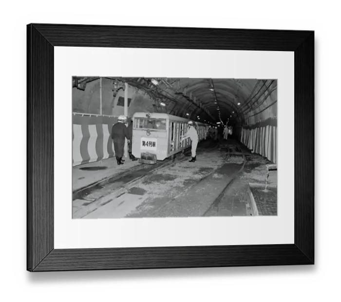 Framed Print : Construction Workers Entering Service Trains