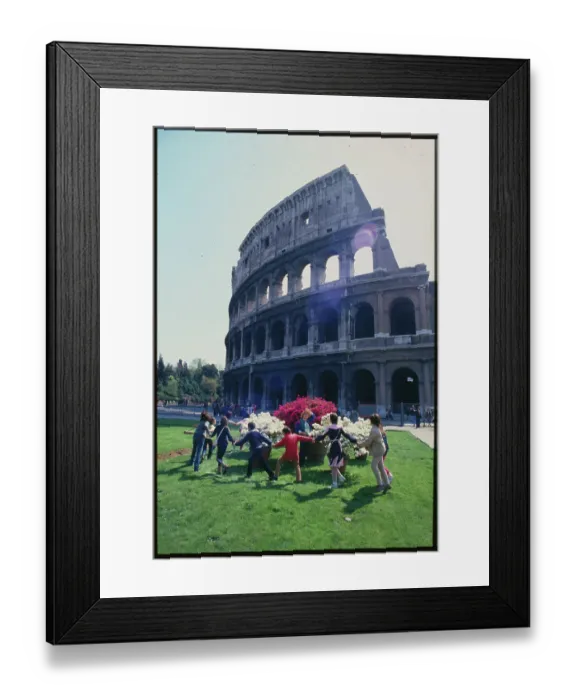 Framed Print : Youths Dancing in Front of Colosseum Framed Print : Youths Dancing in Front of Colosseum