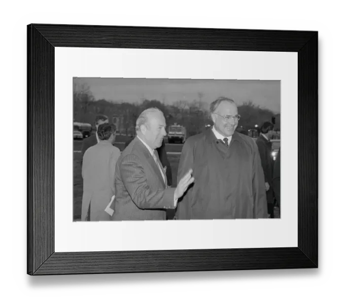 Framed Print : George Shultz Greeting Helmut Kohl