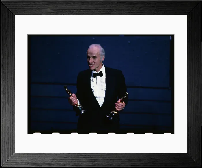 Framed Print : Billy Williams Holding Two Academy Awards Framed Print : Billy Williams Holding Two Academy Awards
