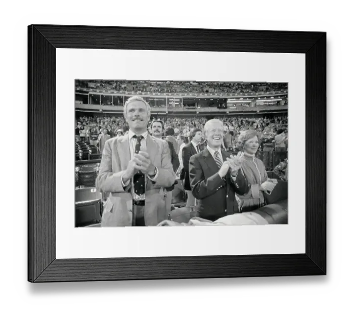 Framed Print : Ted Turner, Jimmy and Rosalynn Carter Cheering at Game Framed Print : Ted Turner, Jimmy and Rosalynn Carter Cheering at Game