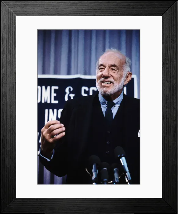 Framed Print : Benjamin Spock Smiles and Talks at Podium Framed Print : Benjamin Spock Smiles and Talks at Podium