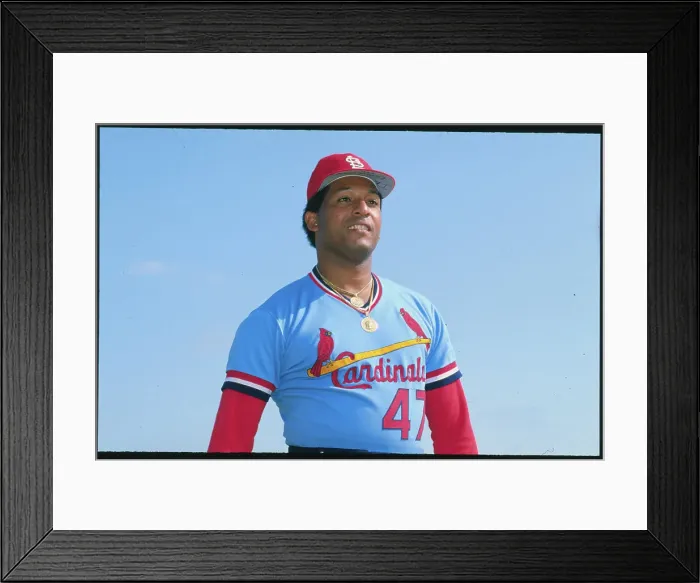 Framed Print : Portrait of Baseball Player Joaquin Andujar Posing Against the Blue Sky Framed Print : Portrait of Baseball Player Joaquin Andujar Posing Against the Blue Sky
