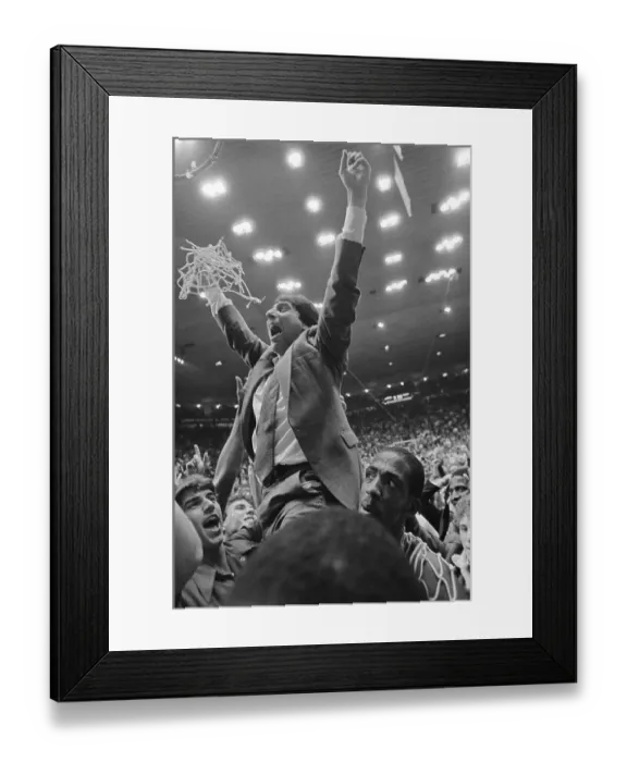 Framed Print : Coach Jim Valvano Being Carried in Air Framed Print : Coach Jim Valvano Being Carried in Air