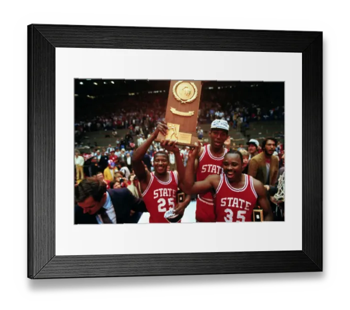 Framed Print : North Carolina State Players Posing with Their Winning Plaque Framed Print : North Carolina State Players Posing with Their Winning Plaque