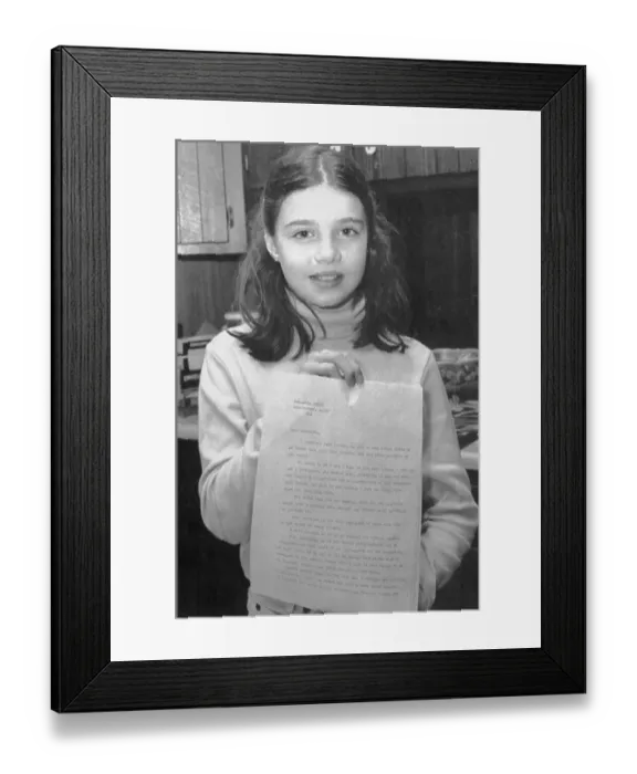 Framed Print : Samantha Smith Holding Letter Framed Print : Samantha Smith Holding Letter
