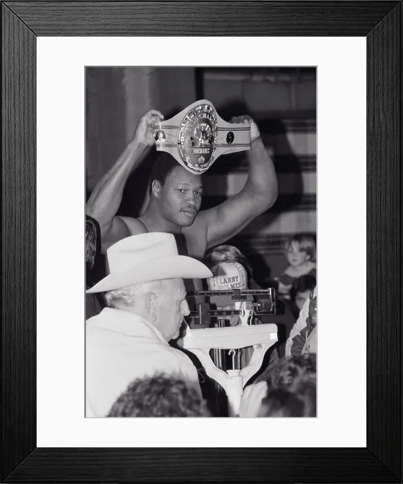 Framed Print : Boxer Larry Holmes Holding Title Belt Framed Print : Boxer Larry Holmes Holding Title Belt