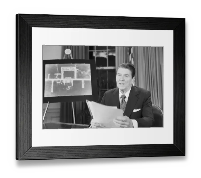 Framed Print : President Reagan Addressing Nation Framed Print : President Reagan Addressing Nation