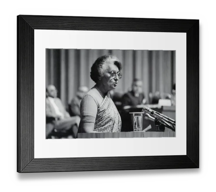 Framed Print : Indira Gandhi Speaks at Summit Framed Print : Indira Gandhi Speaks at Summit
