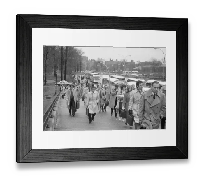 Framed Print : Commuters Leaving Buses Framed Print : Commuters Leaving Buses