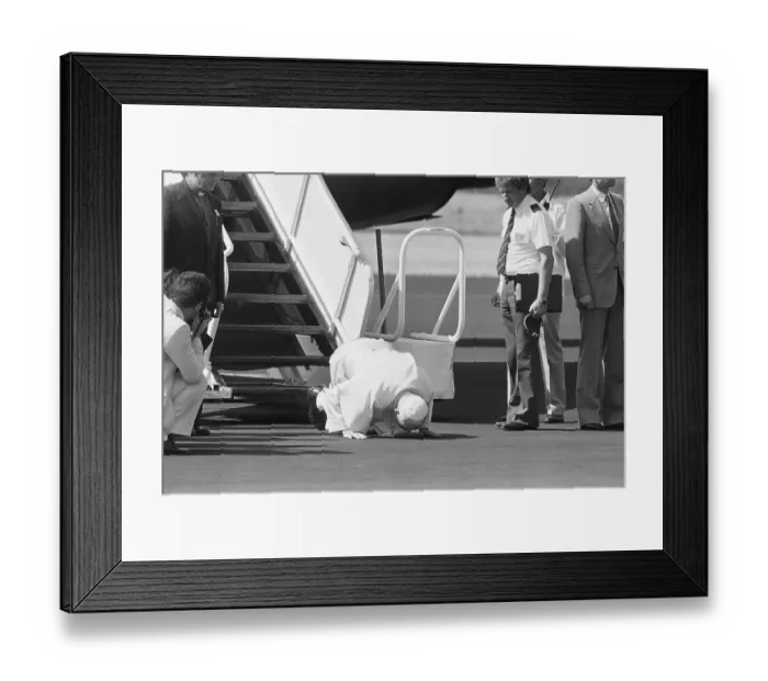 Framed Print : Pope John Paul II Kisses Ground at Managua Framed Print : Pope John Paul II Kisses Ground at Managua
