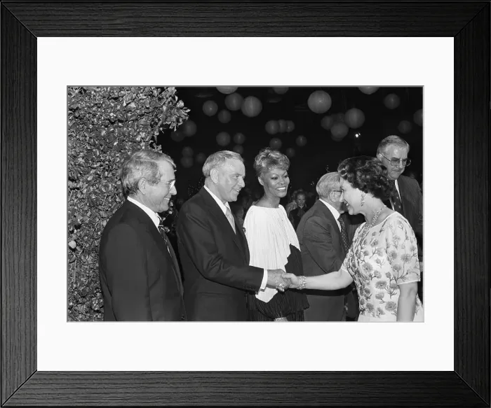 Framed Print : Queen Elizabeth II Shaking Hands with Frank Sinatra Framed Print : Queen Elizabeth II Shaking Hands with Frank Sinatra