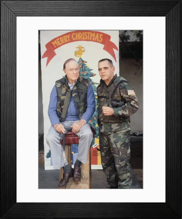 Framed Print : Comedians Bob Hope and American General on Stage Framed Print : Comedians Bob Hope and American General on Stage