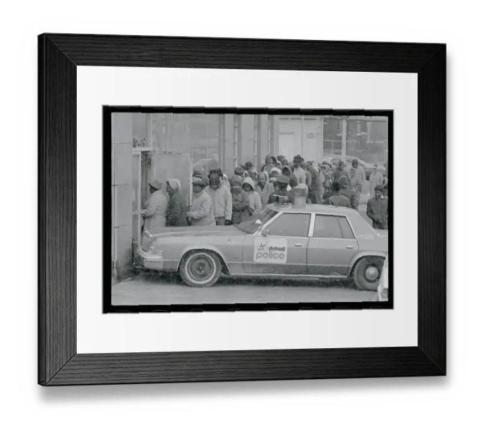 Framed Print : Crowd Waiting Behind a Police Car