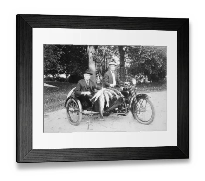 Framed Print : William A. Davidson and William S. Harley Riding Motorcyle Framed Print : William A. Davidson and William S. Harley Riding Motorcyle