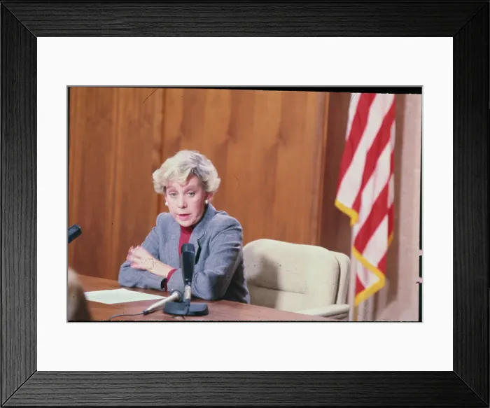 Framed Print : Mayor Jane Byrne at Microphones Framed Print : Mayor Jane Byrne at Microphones