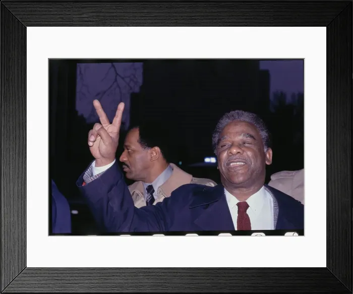 Framed Print : Mayoral Candidate Harold Washington Gesturing After Voting Framed Print : Mayoral Candidate Harold Washington Gesturing After Voting