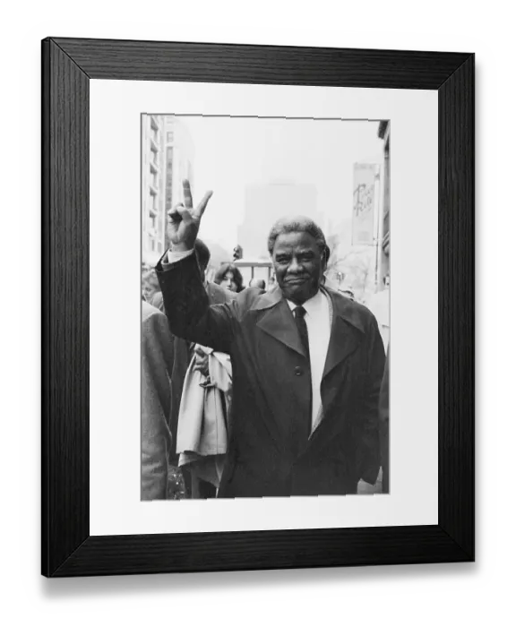 Framed Print : Harold Washington Giving a Victory Sign Framed Print : Harold Washington Giving a Victory Sign