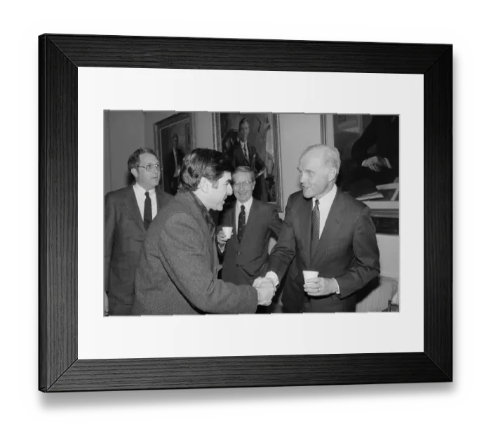 Framed Print : John Glenn and Michael Dukakis Shaking Hands Framed Print : John Glenn and Michael Dukakis Shaking Hands