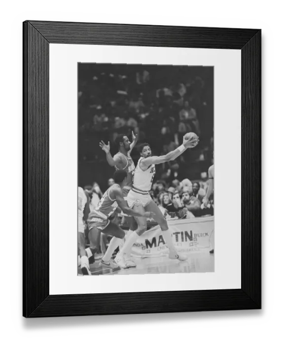 Framed Print : Dr. J Being Double Teamed During Game Framed Print : Dr. J Being Double Teamed During Game