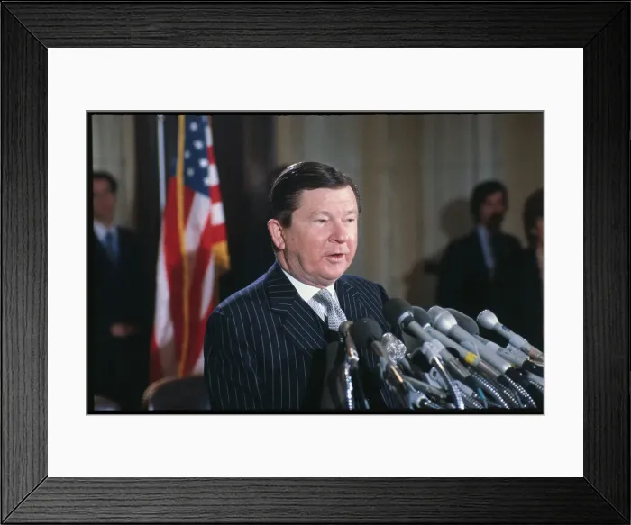 Framed Print : John Tower at Press Conference Framed Print : John Tower at Press Conference