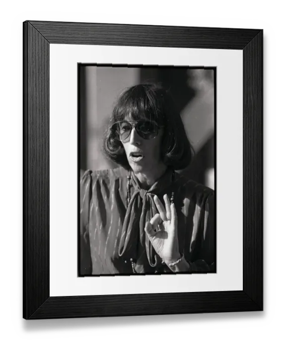 Framed Print : Margo St. James Talking to Reporters Framed Print : Margo St. James Talking to Reporters