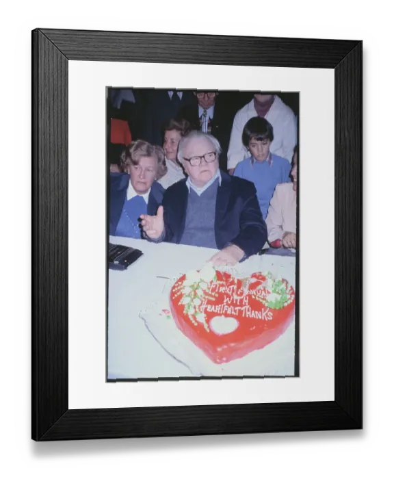 Framed Print : Actor James Cagney Posing with His Birthday Party Cake Framed Print : Actor James Cagney Posing with His Birthday Party Cake