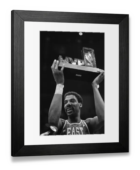 Framed Print : Julius Erving Holding All-Star MVP Award Framed Print : Julius Erving Holding All-Star MVP Award