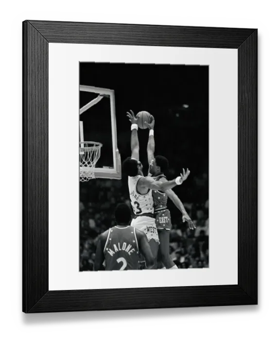 Framed Print : Julius Erving Slam Dunking During All-Star Game