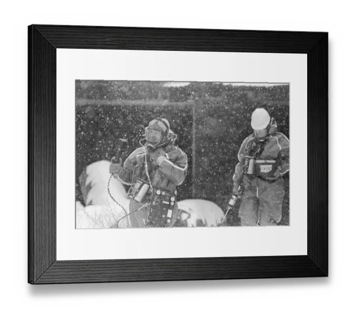 Framed Print : EPA Investigators Measure Toxic Waste Levels Framed Print : EPA Investigators Measure Toxic Waste Levels