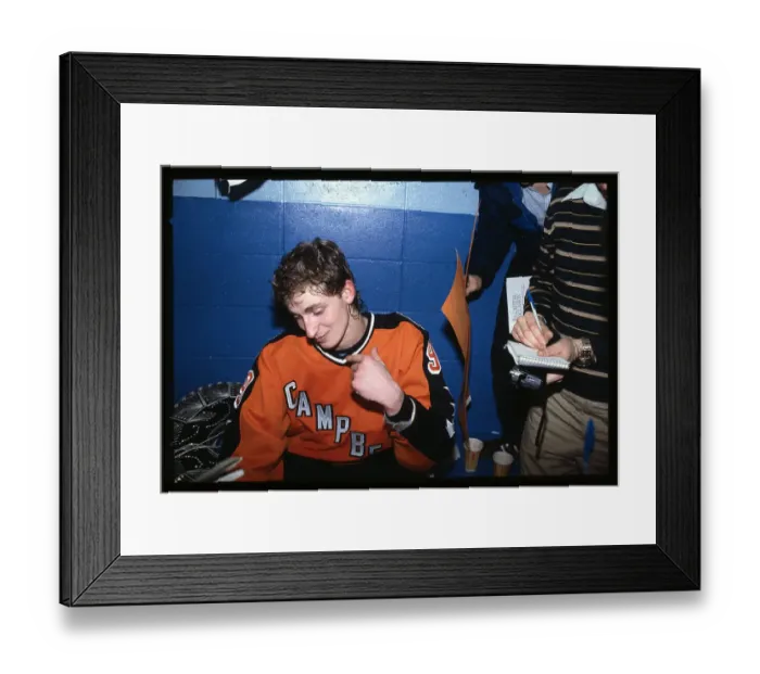 Framed Print : Wayne Gretzky in Locker Room Trying on Sombrero Framed Print : Wayne Gretzky in Locker Room Trying on Sombrero