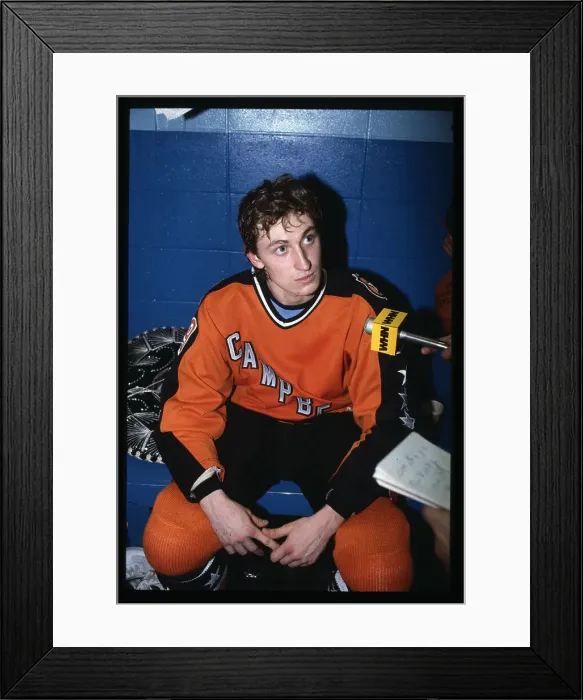 Framed Print : Wayne Gretzky Listens to Reporter's Question in Locker Room Framed Print : Wayne Gretzky Listens to Reporter's Question in Locker Room