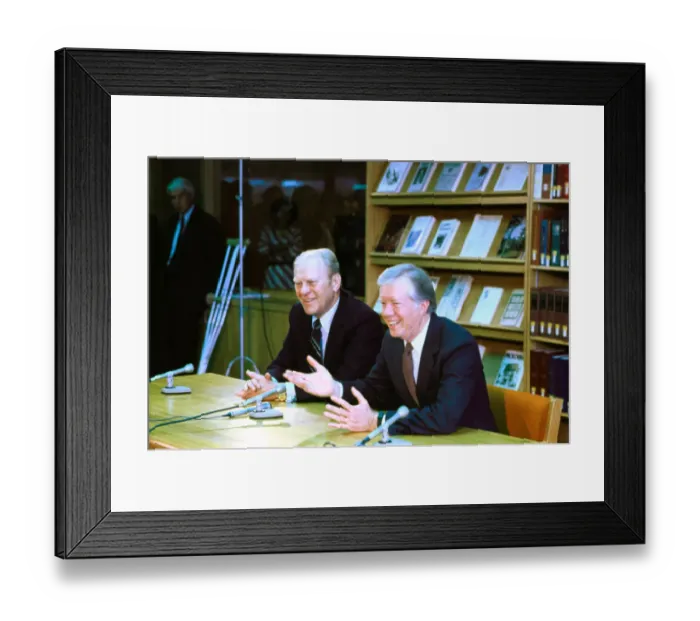 Framed Print : Jimmy Carter and Gerald Ford at Press Conference