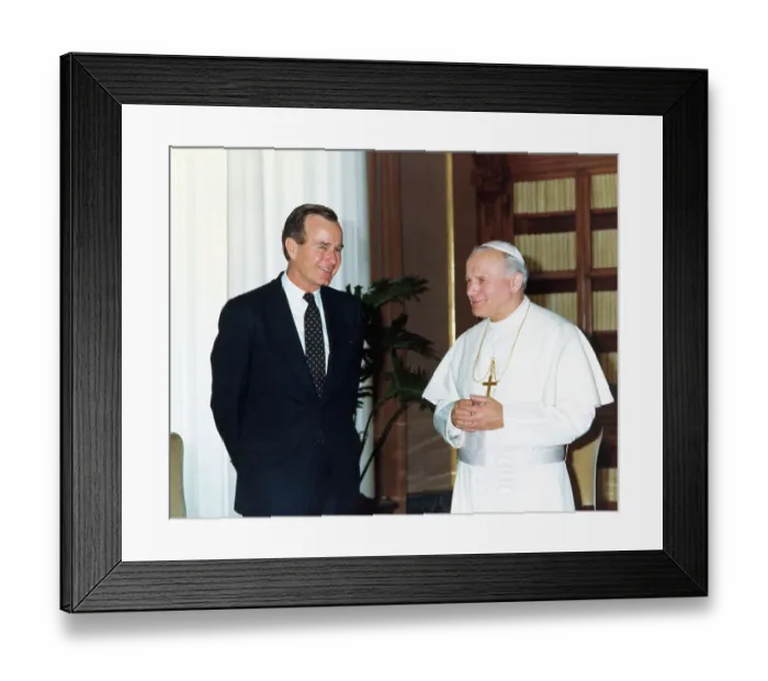 Framed Print : George Bush Posing with Pope John Paul II Framed Print : George Bush Posing with Pope John Paul II