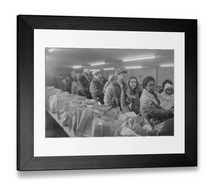 Framed Print : People Waiting in Line at a Food Bank
