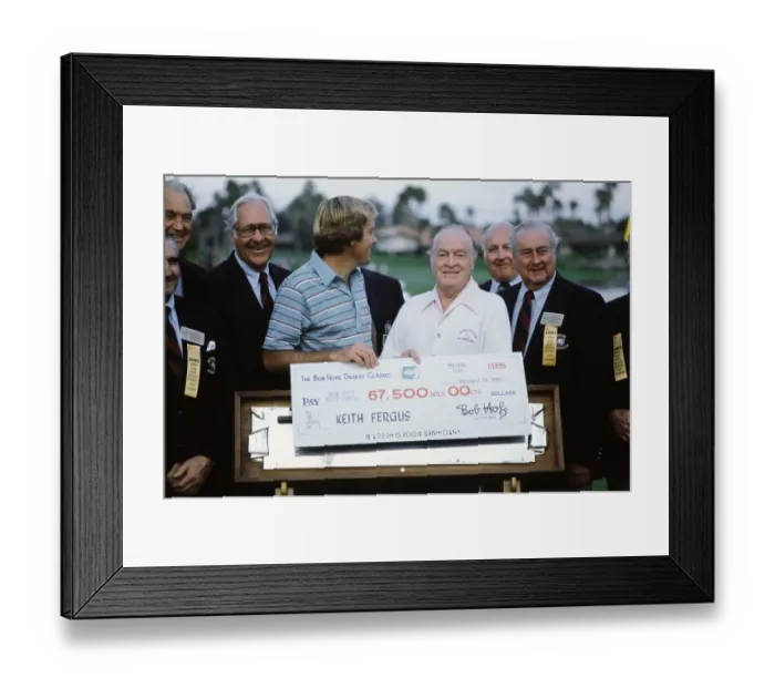 Framed Print : Comedian Bob Hope Presenting Mock Check to Golfer Keith Fergus Framed Print : Comedian Bob Hope Presenting Mock Check to Golfer Keith Fergus