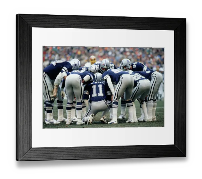 Framed Print : Danny White Calling Signals in Huddle Framed Print : Danny White Calling Signals in Huddle