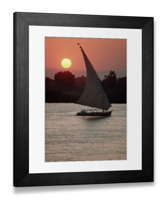 Framed Print : Sunset on the Nile with Boat Framed Print : Sunset on the Nile with Boat