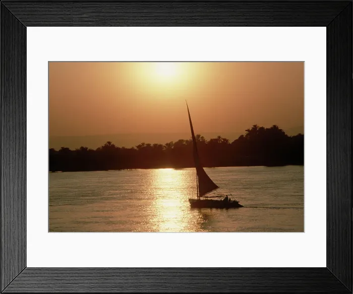 Framed Print : Felucca Sailing at Sunset