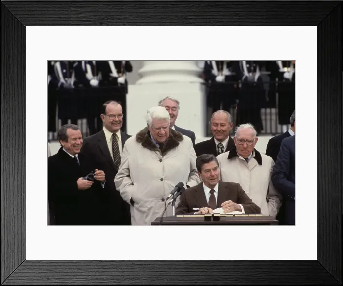 Framed Print : President Reagan Signing Social Security Bill Framed Print : President Reagan Signing Social Security Bill