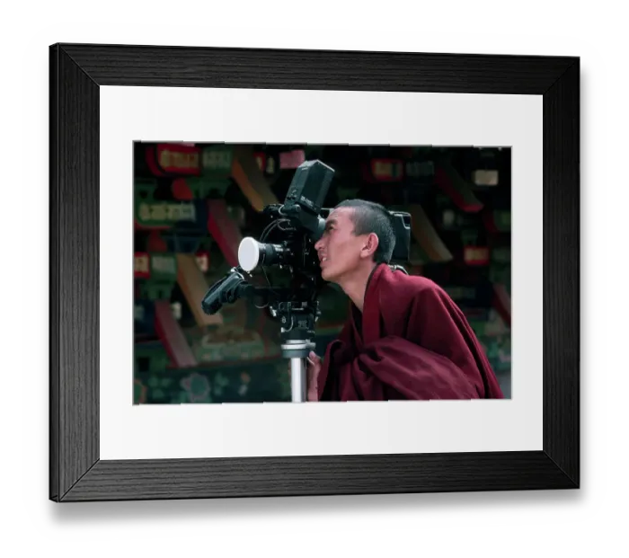 Framed Print : Buddhist Monk Looking Through Camera Framed Print : Buddhist Monk Looking Through Camera