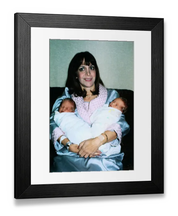 Framed Print : Mother Holding Her Test Tube Twins Framed Print : Mother Holding Her Test Tube Twins