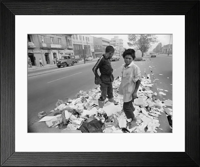 Framed Print : Children Looking Through Litter Framed Print : Children Looking Through Litter