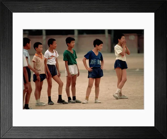 Framed Print : Chinese Boys Line Up for Soccer Game Framed Print : Chinese Boys Line Up for Soccer Game