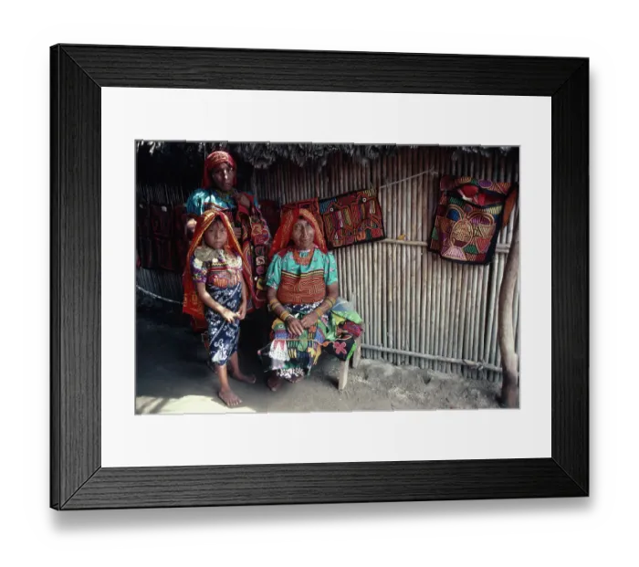 Framed Print : Three Women Sit Outside of Hut Framed Print : Three Women Sit Outside of Hut