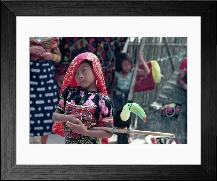 Framed Print : Girl Standing Next to Toucan Framed Print : Girl Standing Next to Toucan