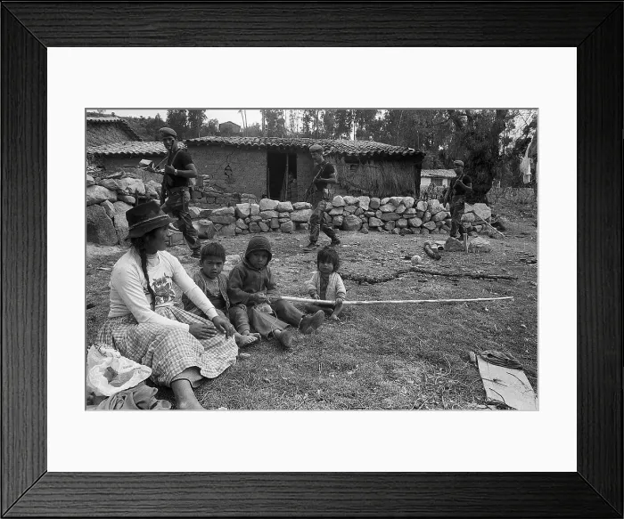 Framed Print : Soldiers Patrol Andean Village Framed Print : Soldiers Patrol Andean Village