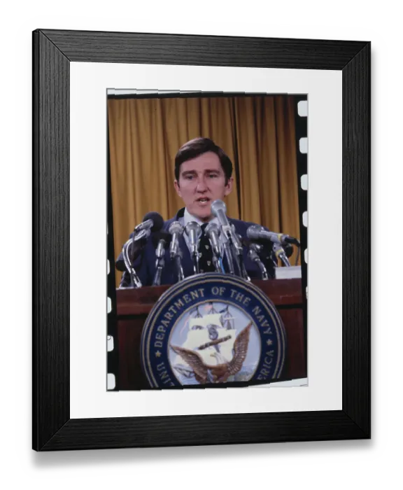 Framed Print : Navy Secretary John Lehman Speaking at Podium Framed Print : Navy Secretary John Lehman Speaking at Podium