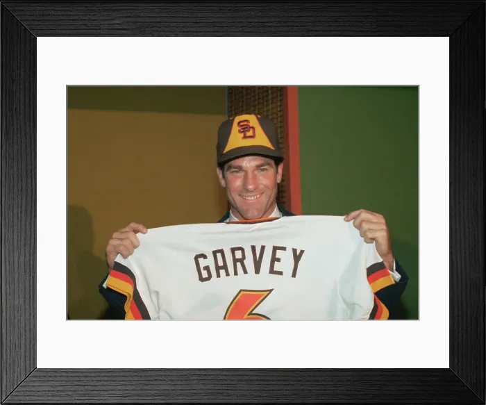 Framed Print : Baseball Player Steve Garvey with His New Uniform Framed Print : Baseball Player Steve Garvey with His New Uniform